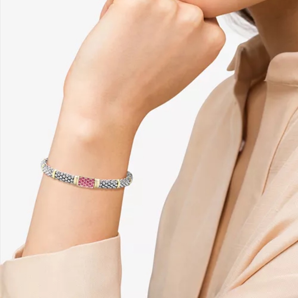 LAGOS Silver and Pink Beaded Bracelet